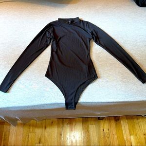 Ribbed Turtle Neck Open Back BodySuit